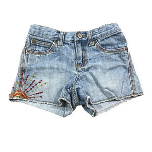 GAP Blue and Red Embroidered Denim Shorts